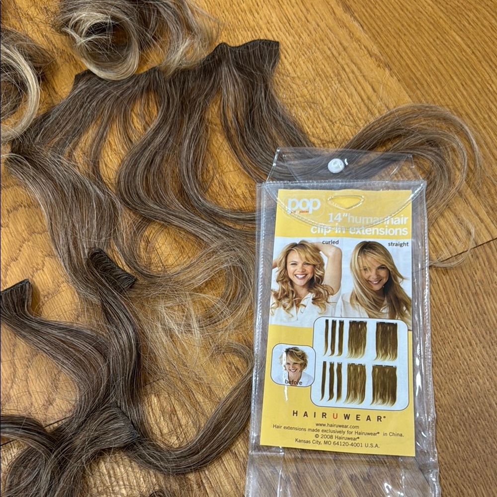 100% human hair Pop Clip in Extensions 14 Inch R14-16t Buttered Toast 8 pieces